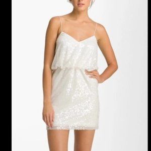 Aidan Mattox White Sequin Mini Dress